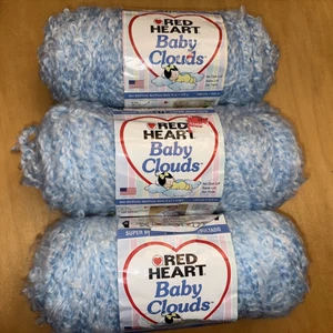 3 Skeins Red Heart Baby Clouds 9025 Blue Sky Super Bulky 100% Acrylic - Picture 1 of 5
