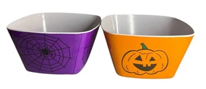 Set 2 ciotole in melamina 6" caramelle Halloween trattamento zucca ragno ragnatela piatto - Foto 1 di 2