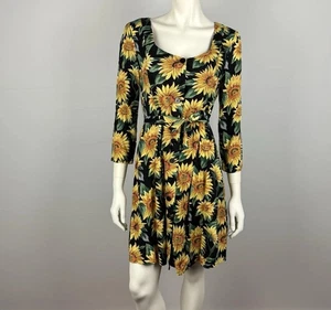Vestido Dangerfield Talla 12 Línea A Manga 3/4 Cinturón Plisado Dulce Corazón Cuello Botón - Imagen 1 de 15
