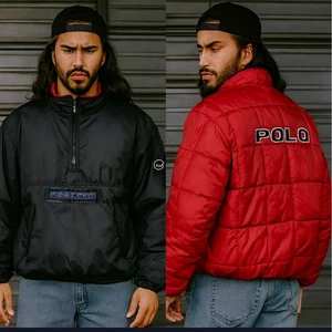Vintage Polo Sport Ralph Lauren Reversible Puffer Y2K 90s Pullover Jacke Herren XL - Bild 1 von 12