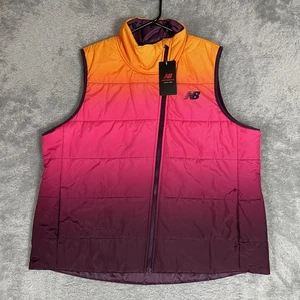 New Balance Print Puffer Vest Womens 2XL Orange Pink Purple NB Heat Warmth New - Picture 1 of 12