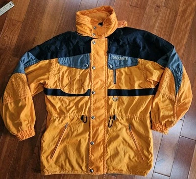 Vintage Descente M Men Orange Ski Jacket Downhill Coat Zip Snap - Image 1 of 4