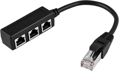 Splitter Ethernet RJ45, Sdoppiatore Ethernet, 1 Maschio a 3 Femmina, Cavo Adatta - Immagine 1 di 4