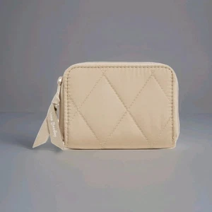 Vera Bradley RFID Small Zip Around Wallet Caramel Cream Beige Tan Organizer - Picture 1 of 2