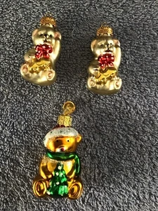 Blown Glass Teddy Bear Ornament One KURT ADLER KSA Mini Size Mixed Lot 3 - Picture 1 of 4