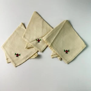 Juego de 3 pañuelos cuadrados de bolsillo de lino natural con forma bordada a mano - Imagen 1 de 10