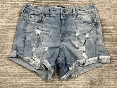 Pantalones Cortos Kendall + Kylie Mujer 9/29 Azul Lavado Claro The Icon Puños Cortos Foto 1 de 4