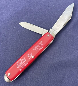 Vintage 1933 Coca Cola Chicago World's Fair Advertising Pocket Knife 5 Cent Red - Picture 1 of 5