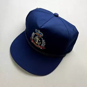 Vintage Canada Hat Cap Snapback Blue Royal Canadian Navy Armed Forces Crest 90s - Picture 1 of 6