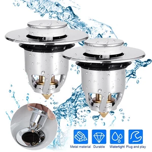 2 PACK Universal Bathroom Sink Stopper Pop Up Drain Filter Kitchen Wash Basin - Picture 1 of 15