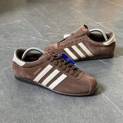 2004 Adidas Originals Rekord Satin UK7,5 / US8 Braun Weiß Selten Neu mit Etikett - Bild 1 von 4