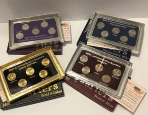2005 Commemorative Quarters Denver Philadelphia Gold Platinum Editions - Picture 1 of 3