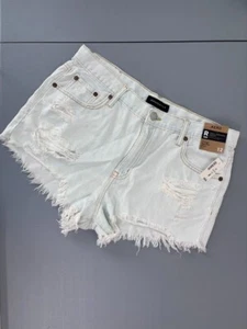 Aero women's 12 light wash vintage high rise shorties denim jean shorts NWT - Picture 1 of 6