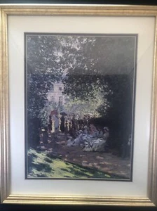 Oil Painting Framed Country English Summer Gathering Scene 17-1/2 X 21-1/2 - Picture 1 of 6