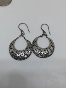 Vintage Sterling Silver 925 Hoop Dangle Earrings - Picture 1 of 5