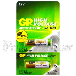 2 x GP 27A Alkaline Super batteries 12V MN27 A27 GP27A E27A EL812 L828 Alarms - Picture 1 of 1