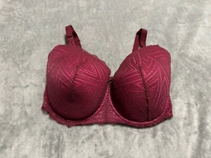 Excellent Adore Me Burgundy Underwire Full Coverage Bra Size: 38H - Picture 1 of 6