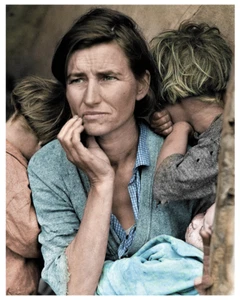 LANGE - FOTOGRAFIA MIGRANTE MADRE FIRENZE THOMPSON ETÀ 32 - 4"X5" - Foto 1 di 1