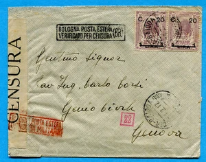 1917 SOMALIA - BENADIR soprastampato c.20 su 1 L. su 10 a. (Sass.18) x 2(286067) - Imagen 1 de 2
