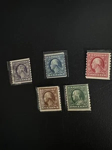 us scott#392-396 1910 coil stamp perforated 8 1/2 vertically complete set of 5 - Picture 1 of 6