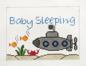J. Child Baby Sleeping Sign with Submarine Handpainted Needlepoint Canvas 13ct - Picture 1 of 1