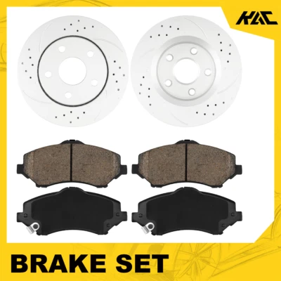 Rotores delanteros perforados pastillas de freno de cerámica para Jeep Wrangler JK 2007-2017 Foto 1 de 4