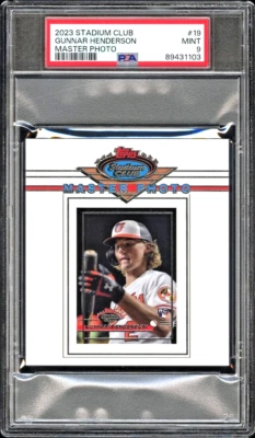 2023 Topps Gunnar Henderson #19 (MASTER PHOTO) PSA 9 MINT (ROOKIE) (RARE: Pop 4) - Image 1 of 2