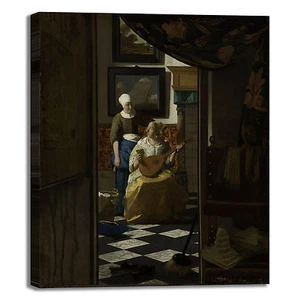 Vermeer la lettera d'amore design quadro stampa tela dipinto telaio arredo casa - Picture 1 of 4