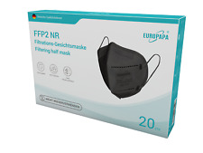 EUROPAPA® 20x FFP2 Schwarz Masken 5-Lagen einzelnverpackt Zertifiziert