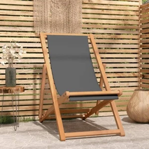 Strandstuhl Klappbar Massivholz Teak Grau - Bild 1 von 8