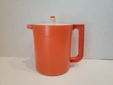 Vintage Tupperware Orange Pitcher 1.5 Quart Push Button Seal Lid Made in U.S.A 