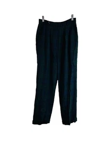 Vintage 90s Womens 8 Wool Tartan Plaid Pleated Cuffed Dress Pants USA Old Money - Picture 1 of 8