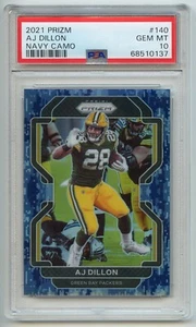 AJ Dillon rookie 2021 Prizm #140 Navy Camo 4/25 PSA 10 GEM MINT - Picture 1 of 2