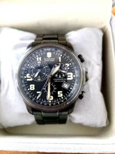 Victorinox Swiss Army Quartz INFANTRY VINTAGE Black Used Excellent++ Japan F/S - Picture 1 of 9