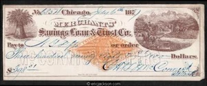 Bankscheck RN-G1 Chicago IL Merchants' Savings Loan & Trust Co McCormick Reapers - Bild 1 von 1