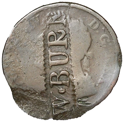 1822 Ireland 1/2 Penny W.BURN Counterstamp KM#150 #22654 - Image 1 of 4