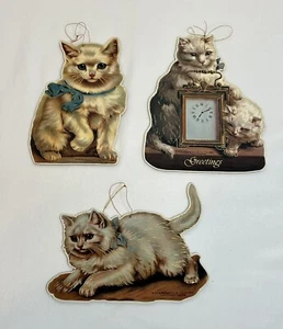 3 Vintage 1993 B. Shackman & Co. Die Cut Cat / Kitten Cardboard Ornaments - Picture 1 of 13