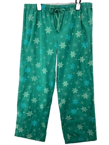 Pantalones de pijama Life Is Good para hombre talla XXL verde copo de nieve vacaciones invierno 100 % algodón - Imagen 1 de 10