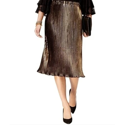 NY Collection Metallic Gold Shimmer Cocktail Holiday Formal Party Skirt S NWT - Image 1 of 4