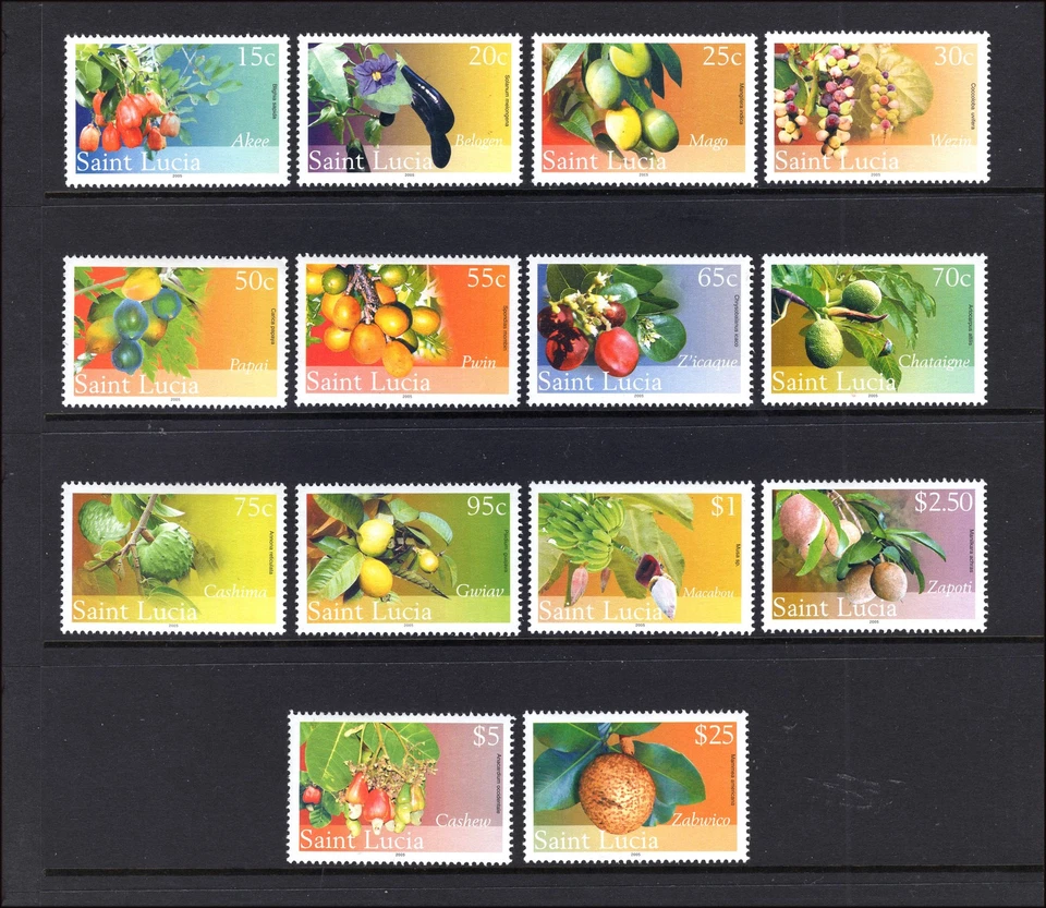 M28635 St Lucia 2005 Flowering Fruits Set X14 UMM Sg 1331/44 Cat £33.25 - Изображение 1 из 1