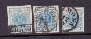 ITALY - LOMBARDY & VENETIA 1850 45c x 3 4 MARGIN USED - Picture 1 of 2