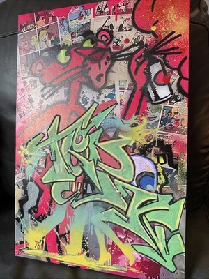 Street Art Graffiti Lienzo Original Pantera Rosa 1/1 Foto 1 de 4