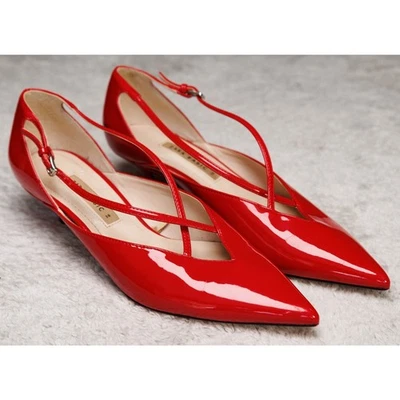 Colección Zara Rojo Imitación Charol Gatito Tacones Hebilla Mujer EU 38 US 7 Foto 1 de 4