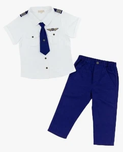 Brooklyn & Brighton Kinder Boutique Pilotenhemd, Krawatte und Hose neu Größe 9 - Bild 1 von 1