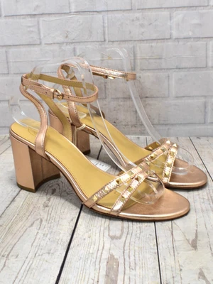 Womens ASH Janis Gold All Leather High Heel Buckle Open Toe Heels UK 7 RRP £130 - Image 1 of 4