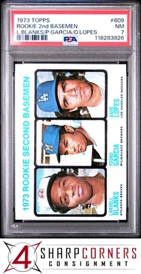 1973 TOPPS #609 DAVEY LOPES RC  PSA 7 - Image 1 of 3