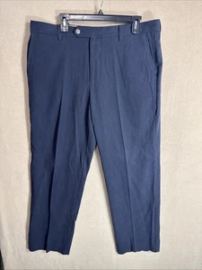 Pantalone chino Tommy Bahama seta cotone piatto davanti blu navy etichetta effettiva 38x32 36x32 - Foto 1 di 7