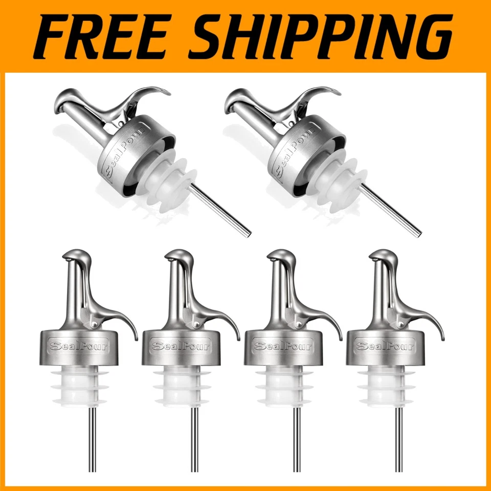 Paquete de 6 caños de acero inoxidable reutilizables para botellas - vertido sin desorden Foto 1 de 4