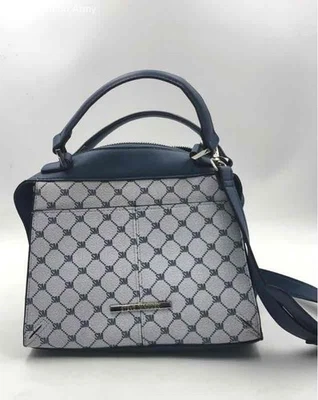Steve Madden Womens Gray Blue Monogram Crossbody Detachable Strap Satchel Bag - Image 1 of 4