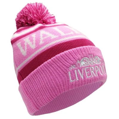 Liverpool Style Bobble Hat Pink White Magenta Embroidered | Adult Size - Image 1 of 4